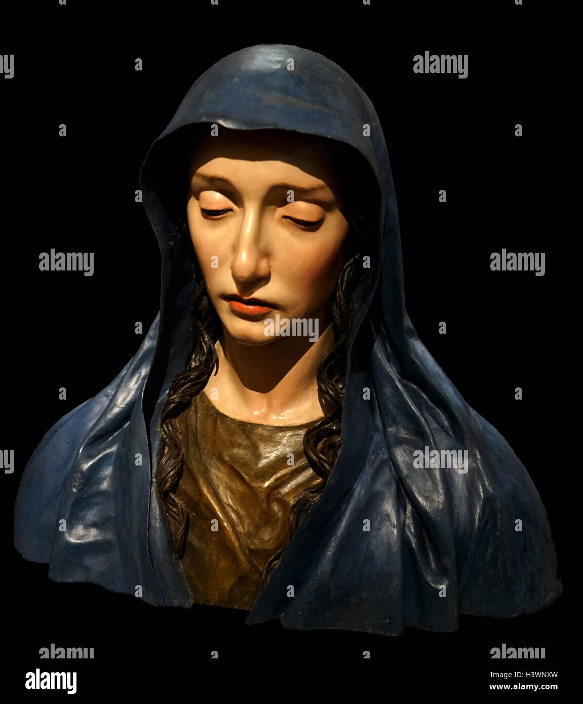Buste de la Vierge des Douleurs par José de Mora (1642-1724), un sculpteur espagnol. En date du 17e siècle Banque D'Images Buste de la Vierge des Douleurs par José de Mora (1642-1724), un sculpteur espagnol. En date du 17e siècle Banque D'Images