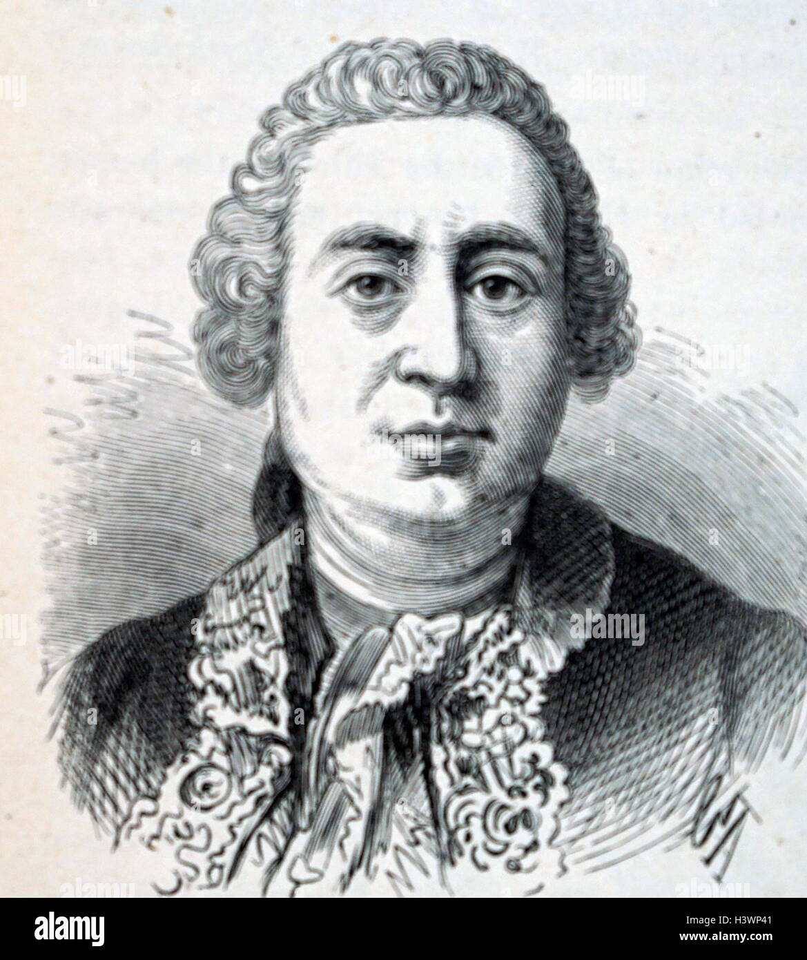 Portrait gravé de David Hume (1771-1776), un philosophe écossais, historien, économiste, et essayiste. En date du 18e siècle Banque D'Images