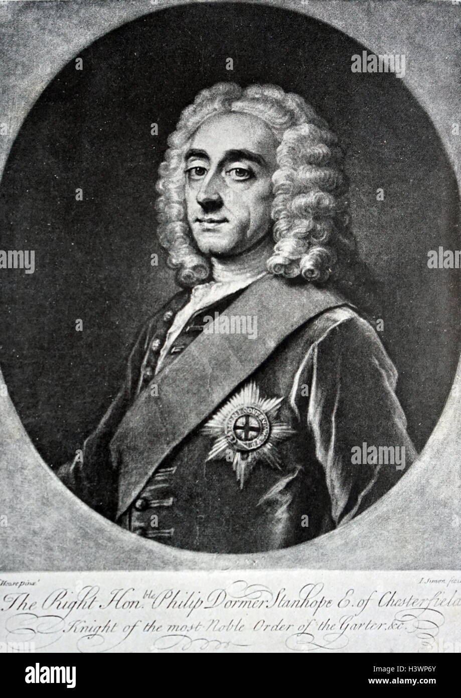 Portrait de Philip Stanhope, 4 comte de Chesterfield (1694-1773) un homme d'État britannique, et homme de lettres, et d'esprit. En date du 18e siècle Banque D'Images