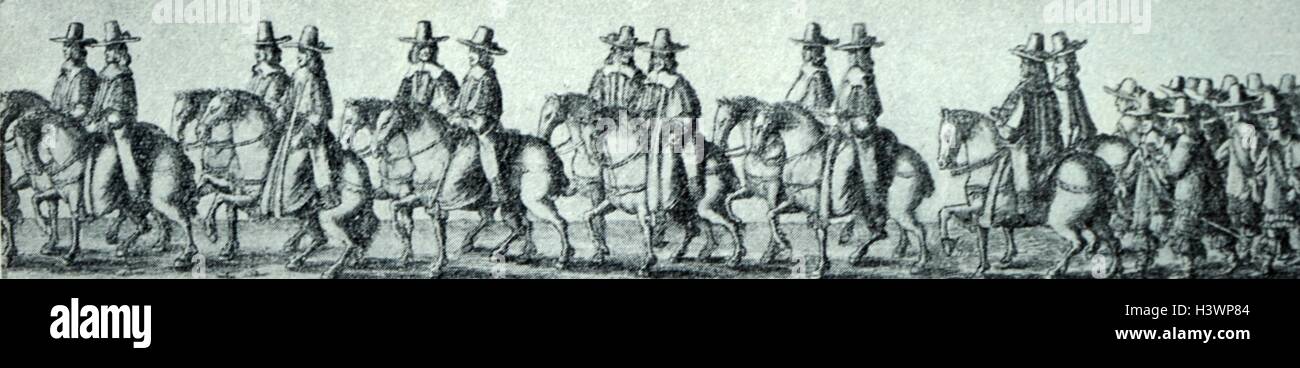 Procession d'une maison du roi, les ministres de la Couronne, les dirigeants des partis politiques et des juges. En date du 18e siècle Banque D'Images