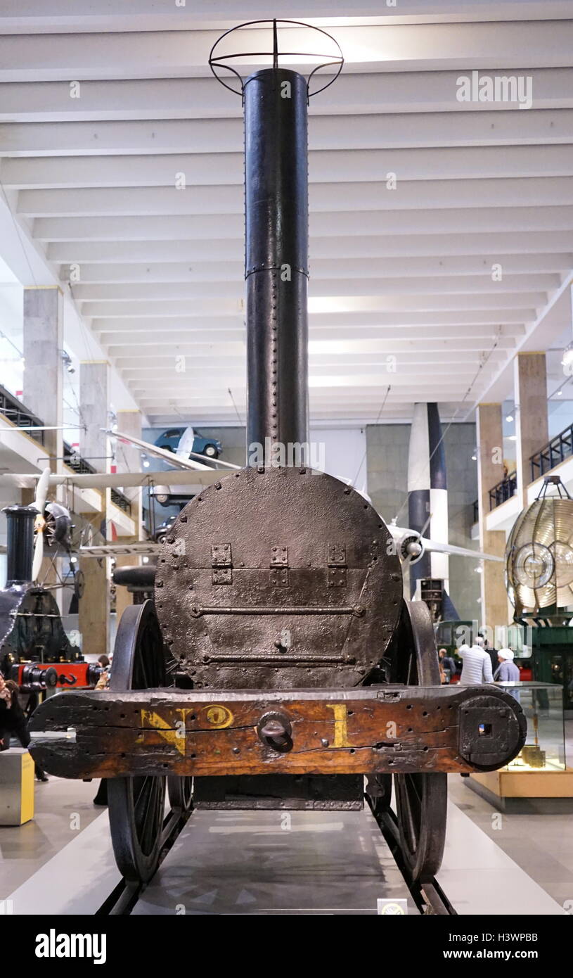 L'exemple de Stephenson's Rocket, une locomotive à vapeur au début conçu par Robert Stephenson (1803-1859) un ingénieur des chemins de fer. En date du 19e siècle Banque D'Images