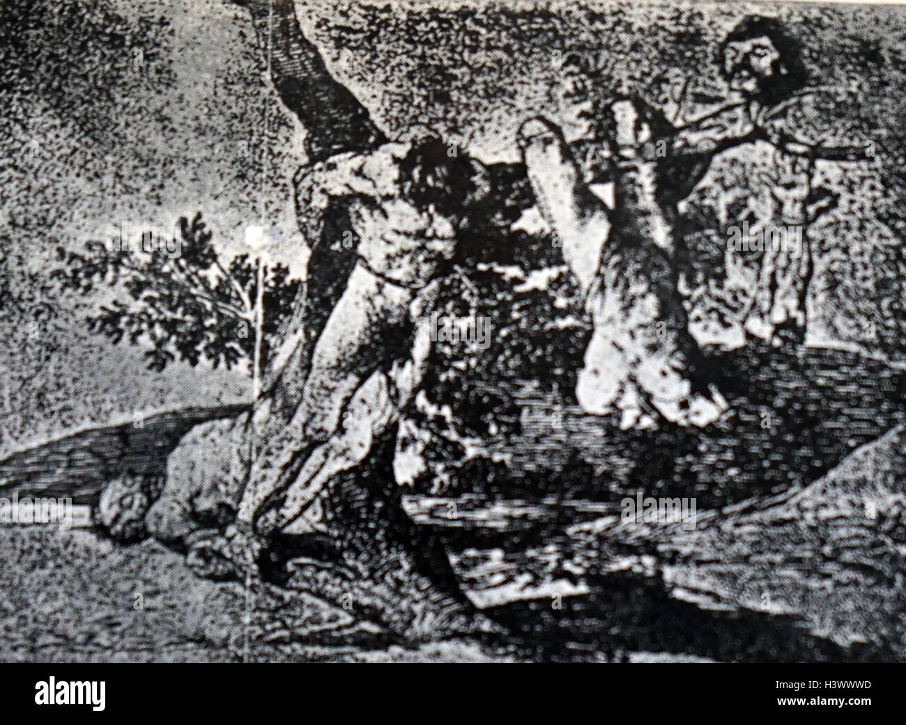 Les désastres de la guerre, par Francisco Goya (1746- 1828) un peintre et graveur romantique espagnol. En date du 19e siècle Banque D'Images
