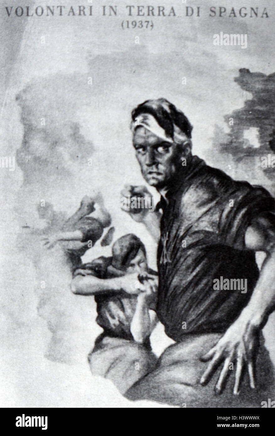 Illustration des bénévoles sur le terrain en Espagne pendant la guerre civile espagnole. En date du 20e siècle Banque D'Images