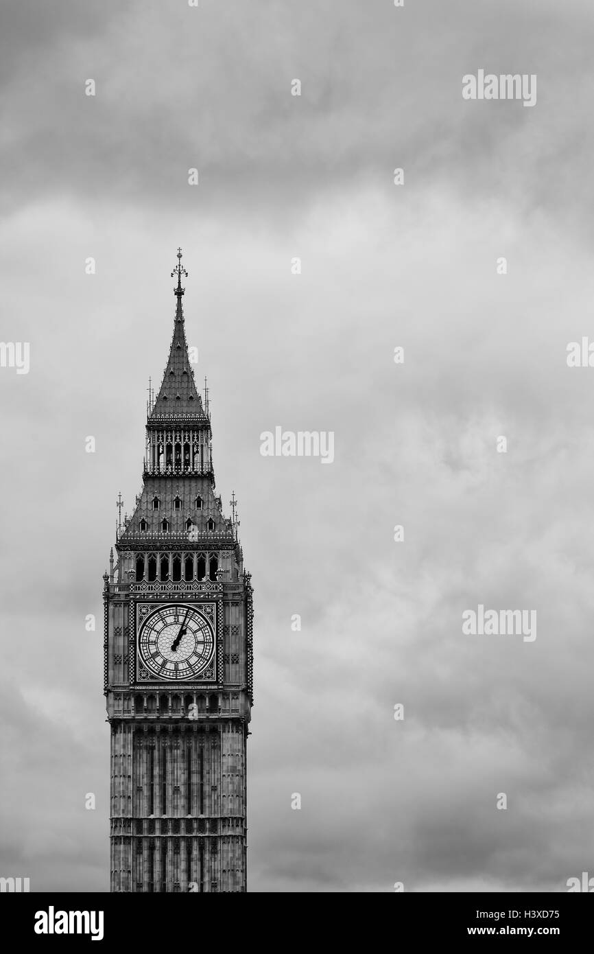 Big Ben en B&W, Londres Banque D'Images