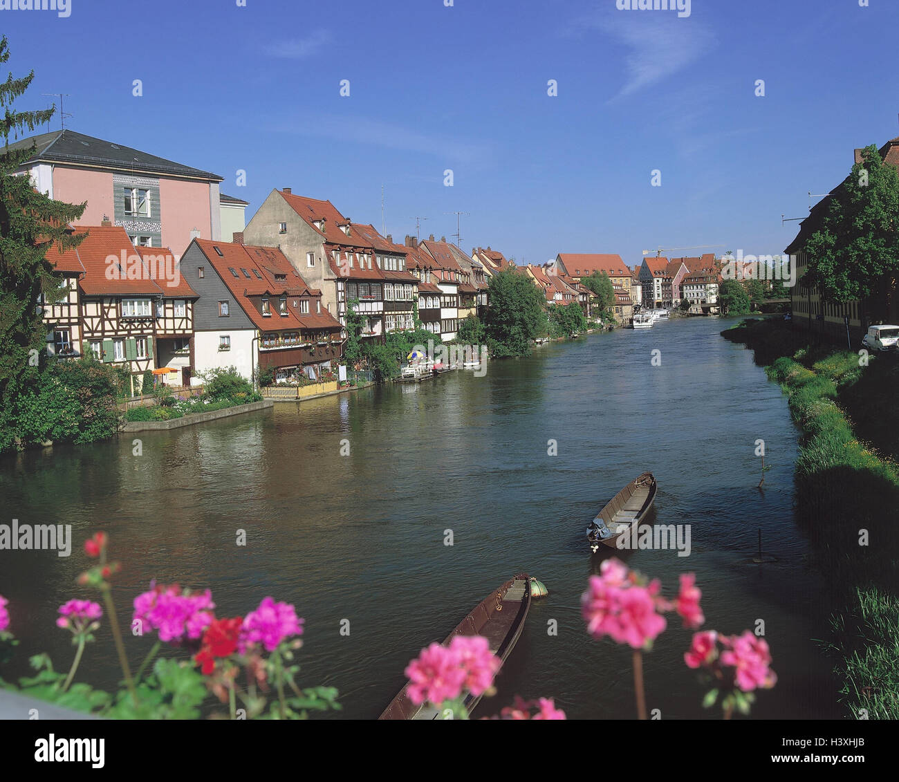 Allemagne, Bavière, Haute-Franconie, Bamberg, petite Venise, maisons de pêcheurs, de la rivière Regnitz,, l'Europe, point d'intérêt, Kleinvenedig, pêche, règlement Règlement de l'artisan, maisons à colombages, maisons de ville, maisons, maison, à l'extérieur de la ligne de démarrage, Banque D'Images