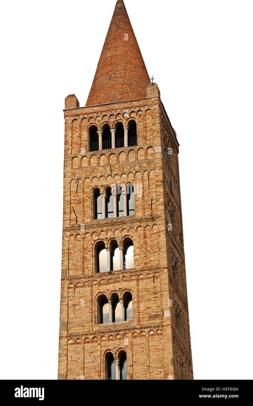 Clocher de l'abbaye de Pomposa un bâtiment historique en Italie Banque D'Images