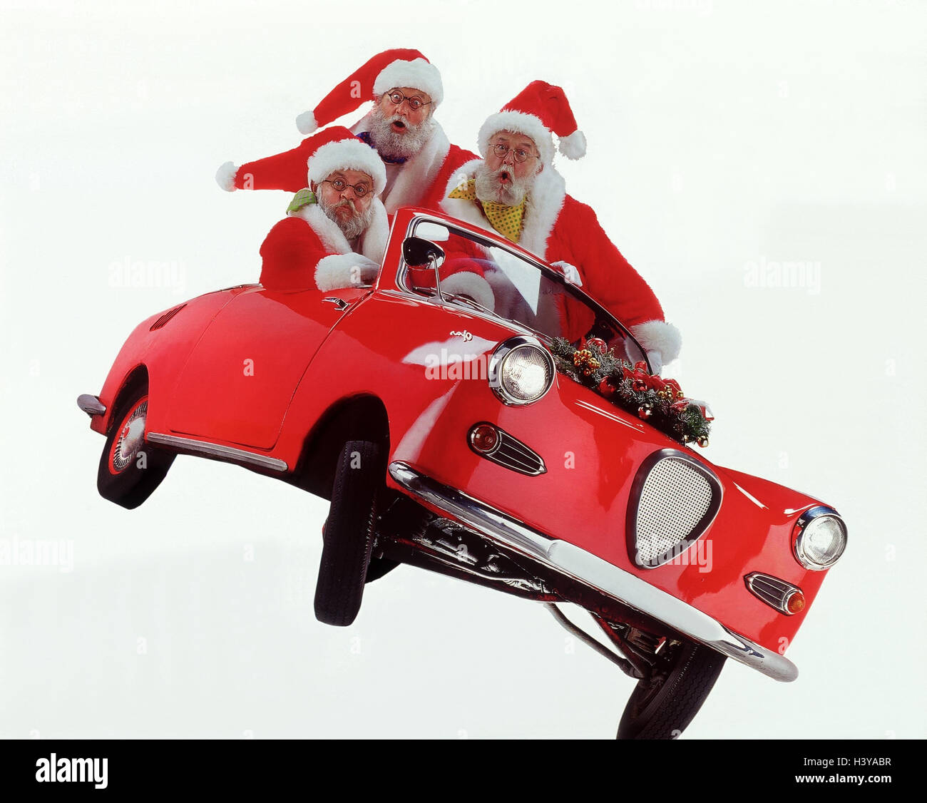 Bannière Web Joyeux Noël. Le Père Noël Vole Sur Une Fusée De Sapin De Noël. Illustration