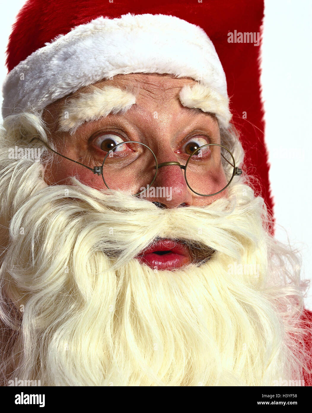 Santa Claus, lunettes, soins du visage, jouer l'étonnement, portrait, à  l'intérieur, l'homme, Santa, Santa Claus, stupéfaction, est surpris,  étonné, surpris, surprise, surprise, Noël, pour Noël, studio, cut out Photo  Stock - Alamy