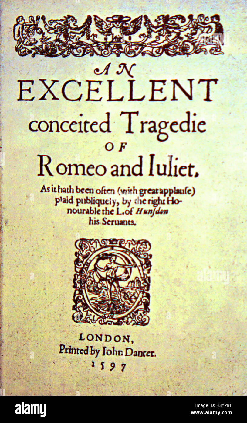 Page de titre de Roméo et Juliette. En date du 16e siècle Banque D'Images