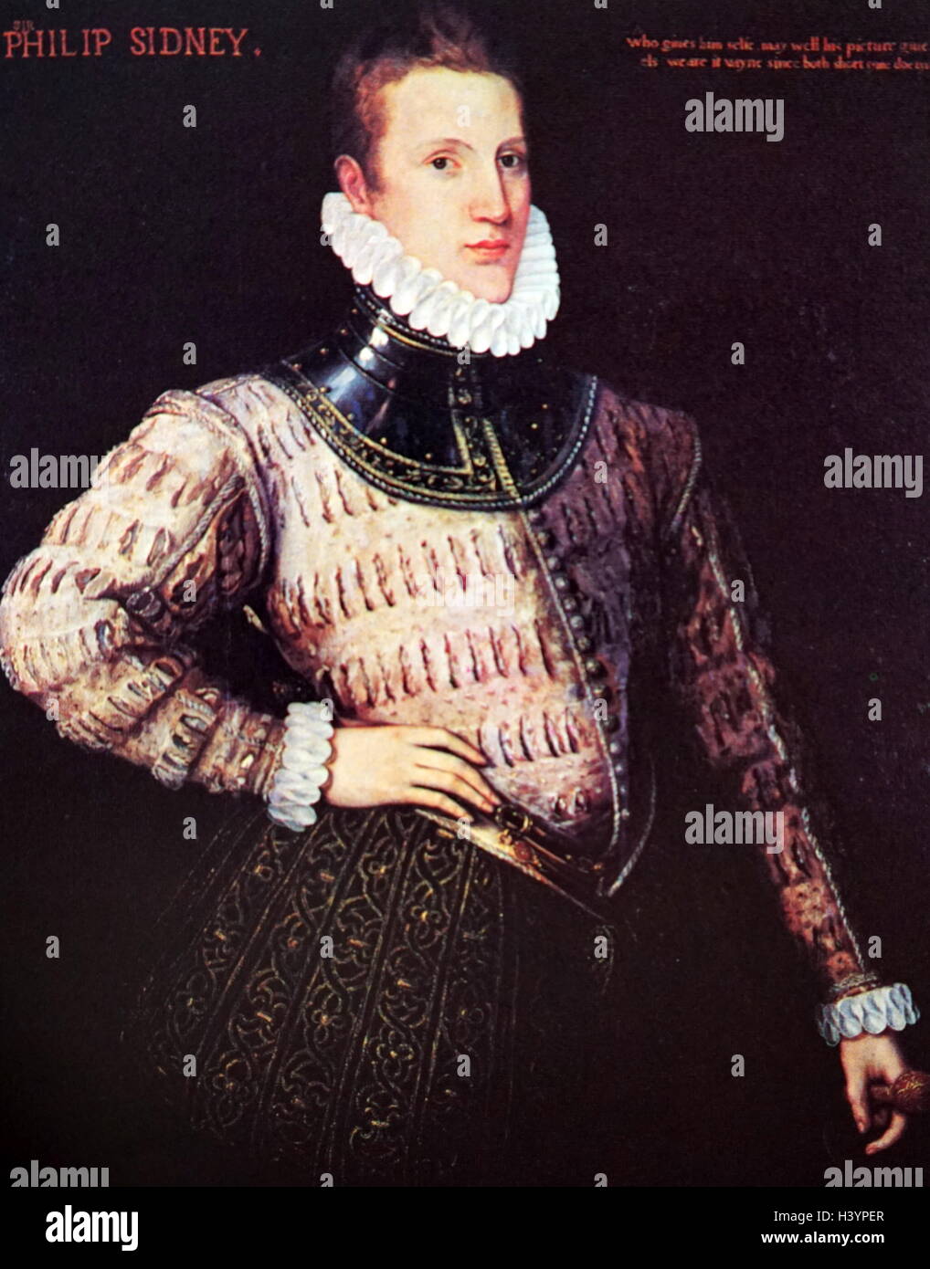 Portrait de Philip Sidney (1554-1586), un poète anglais, courtisan, érudit et soldat. En date du 16e siècle Banque D'Images