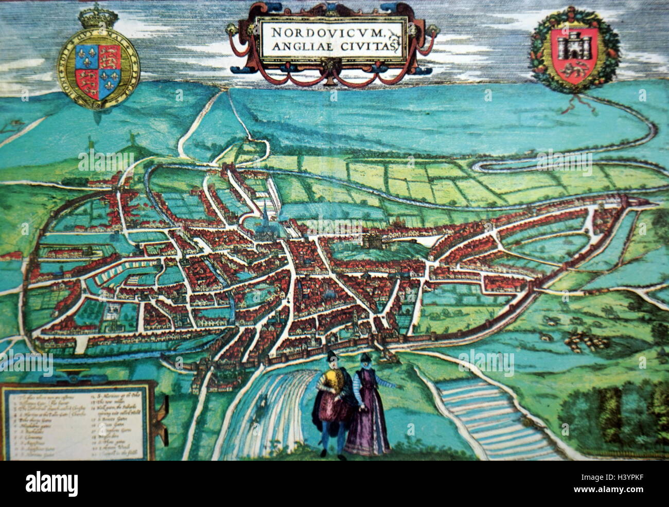 16e siècle site de Norwich en Angleterre. En date du 16e siècle Banque D'Images