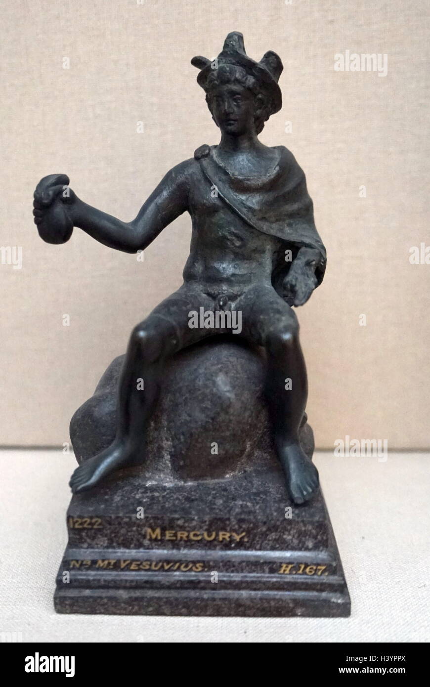 1er siècle après JC, statuette en bronze représentant le dieu romain Mercure. le sud de l'Italie. Mercure, dieu romain du commerce est messager des dieux. Banque D'Images