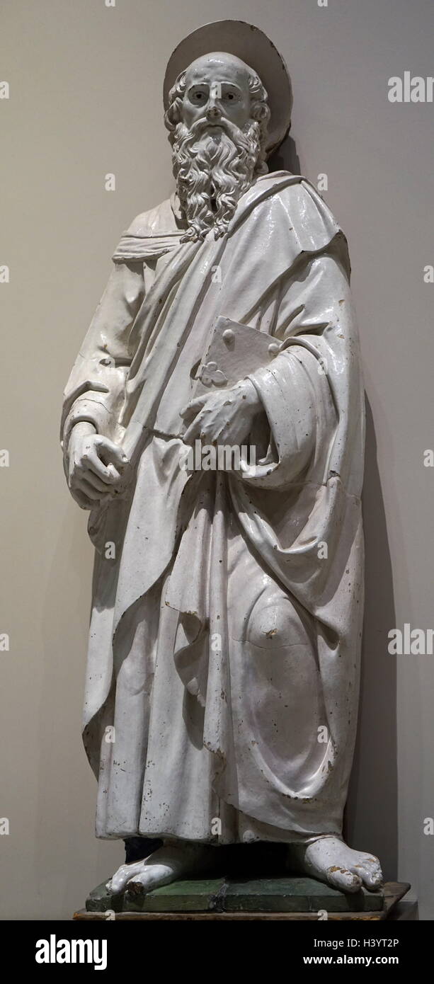 Statue de Saint Barthélemy de l'atelier d'Andrea della Robbia (1470-1525), un sculpteur italien de la Renaissance. En date du 16e siècle Banque D'Images