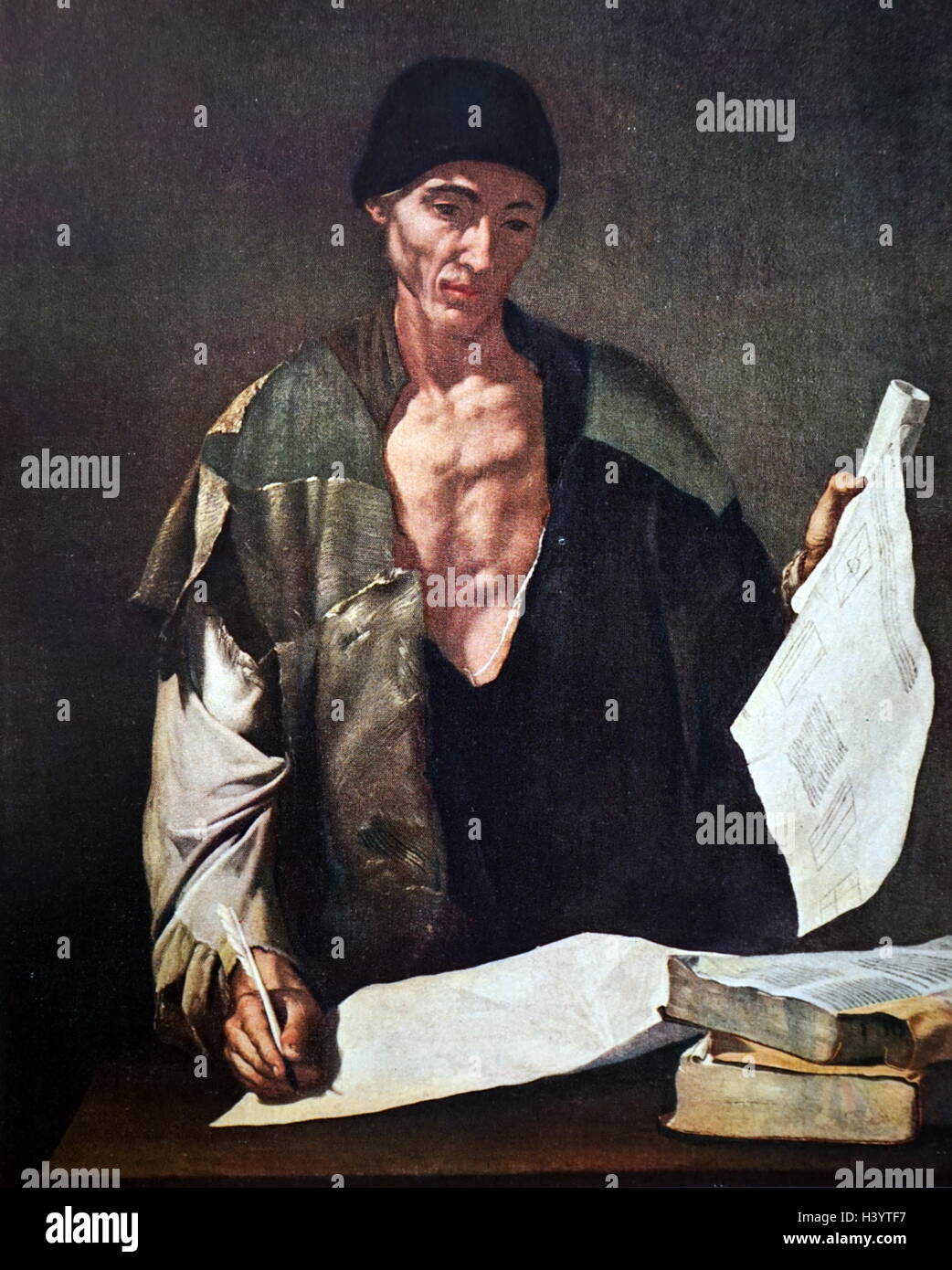 Intitulée 'peinture' Archimède par Jusepe de Ribera (1591-1652) un peintre et graveur espagnol Tenebrist. En date du 17e siècle Banque D'Images