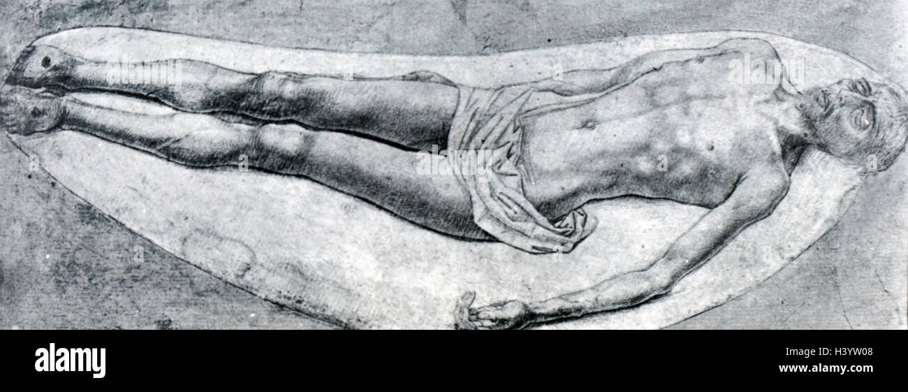 La peinture intitulée "Étude du Christ mort" par Hugo Van der Goes (1440-1482) un peintre flamand. En date du 15e siècle Banque D'Images