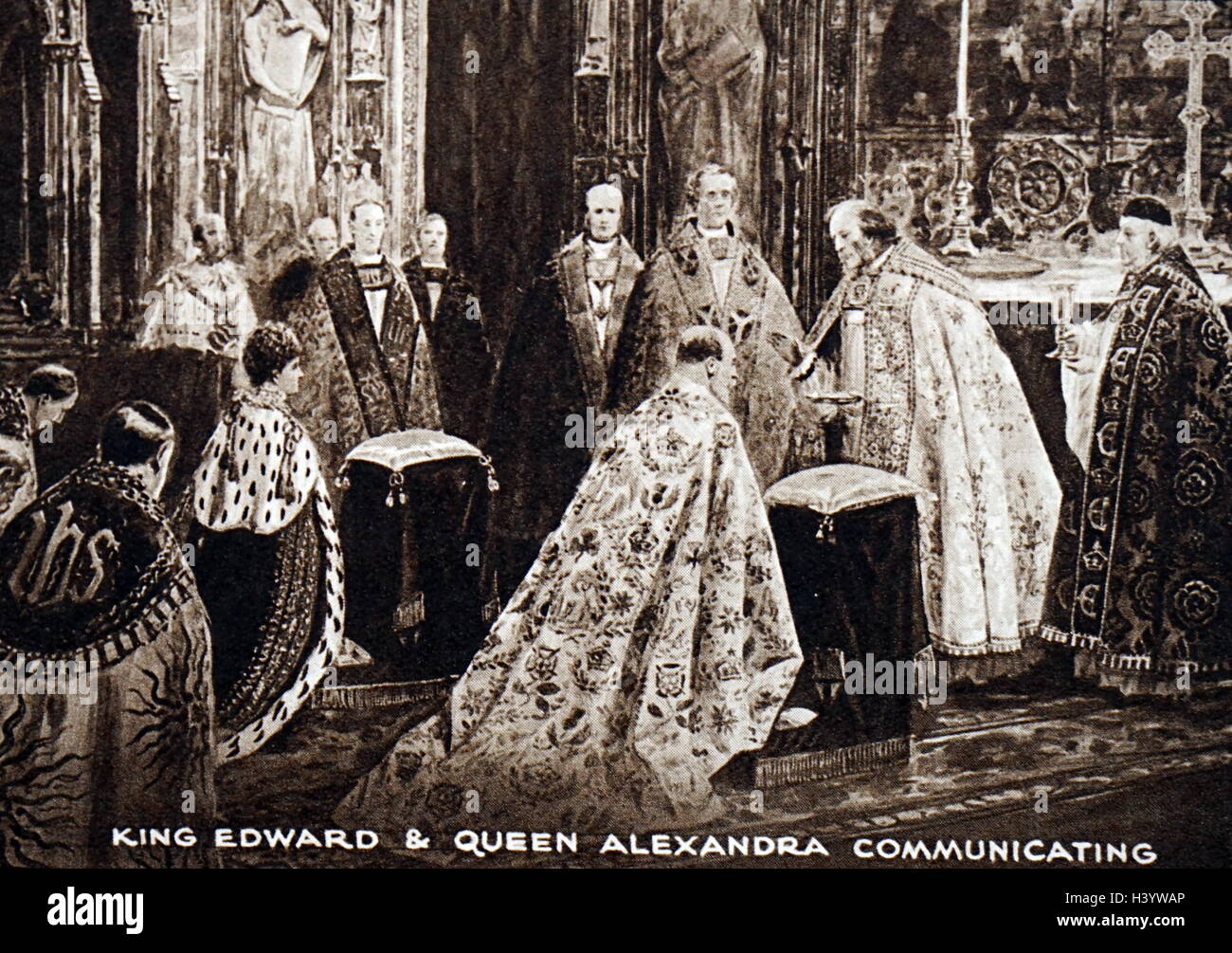 Peinture de King Edward VII (1841-1910) lors de son sacre. En date du 20e siècle Banque D'Images