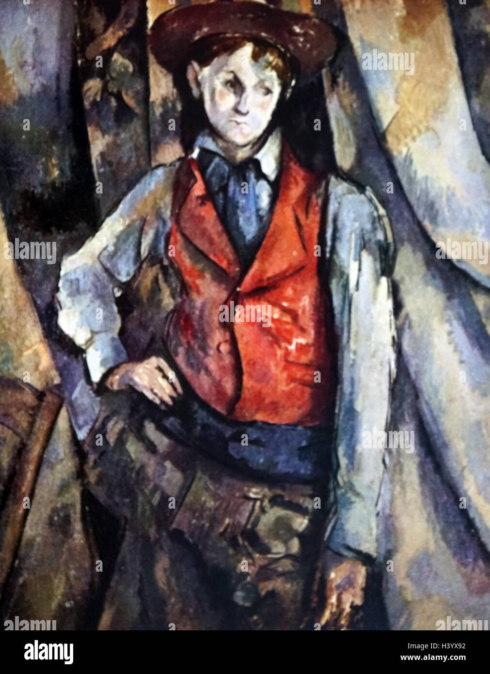 La peinture intitulée "garçon dans une veste rouge" de Paul Cézanne  (1839-1906) un artiste français et peintre post-impressionniste. En date du  19e siècle Photo Stock - Alamy