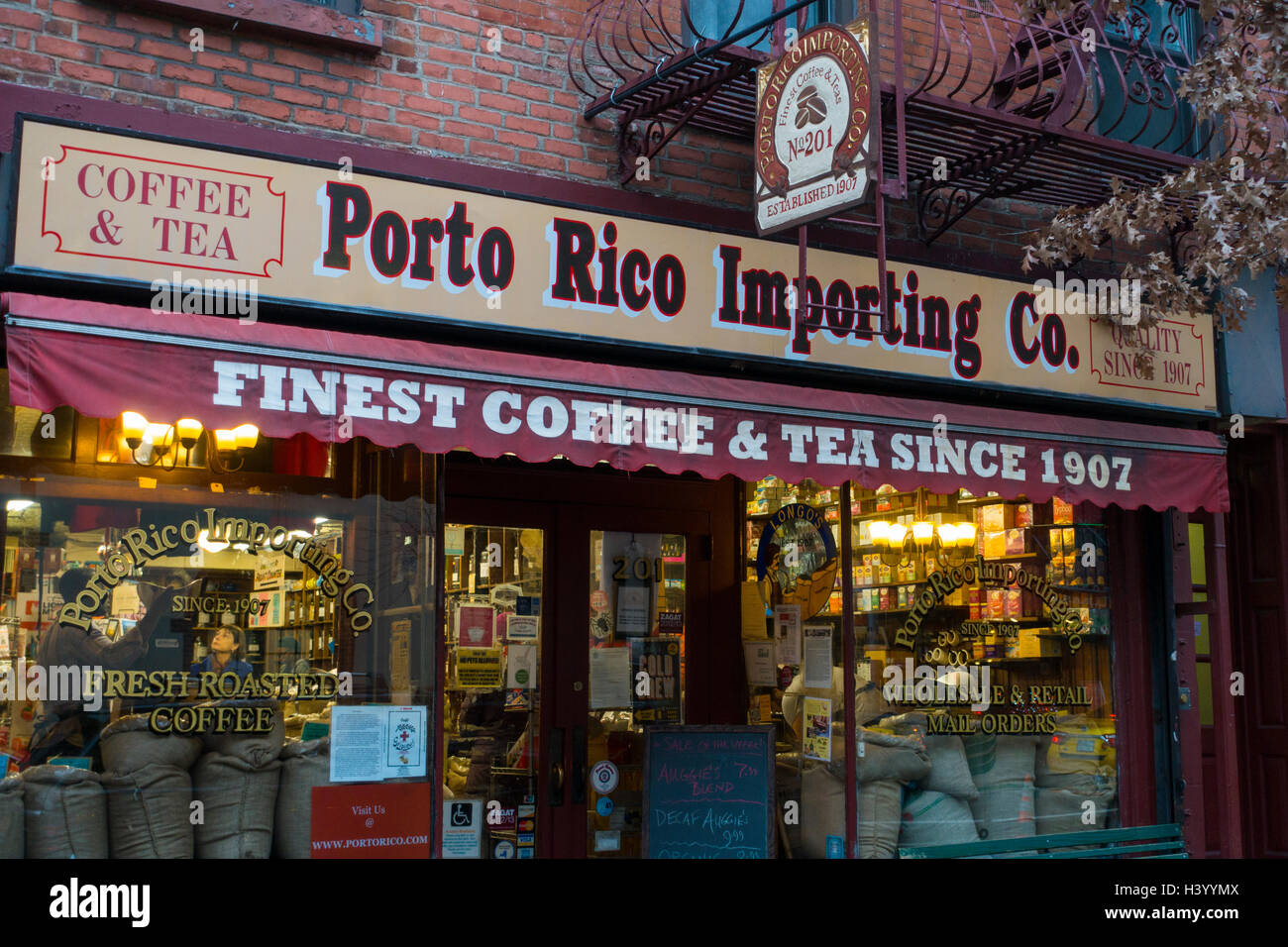 Porto Rico société d'importation de café NYC store shop Banque D'Images