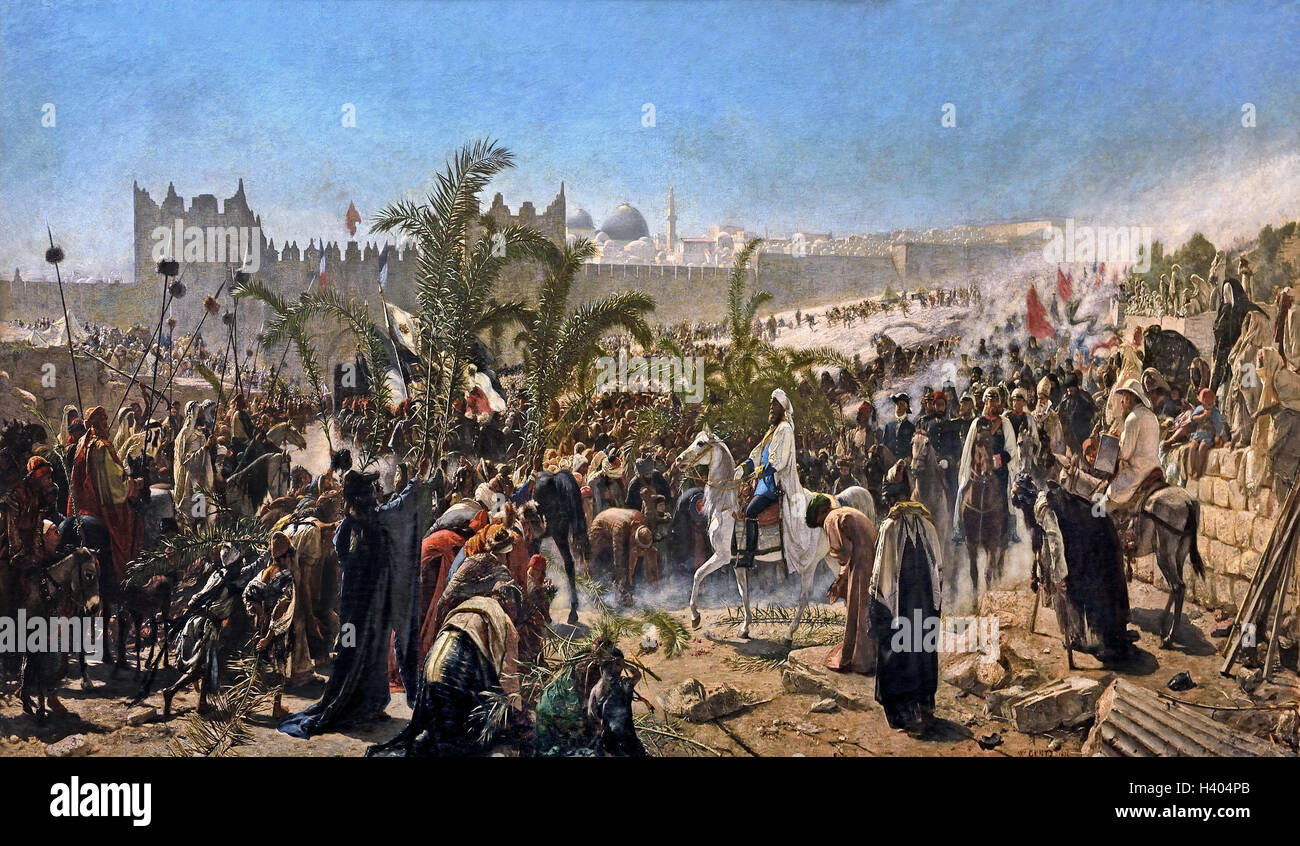 L'entrée du Prince Frédéric-guillaume de Prusse à Jérusalem 1869 Wilhelm Gentz 1822 -1890 ( Einzug des Kronprinzen Friedrich Wilhelm von Preußen à Jérusalem 1869 ) Allemand Allemagne Banque D'Images
