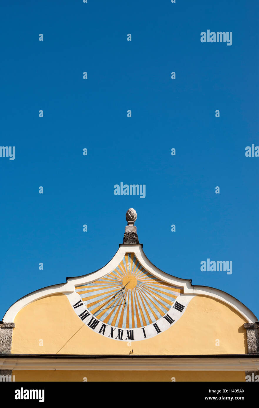 Cadran solaire au Palais Hellbrunn, Salzbourg, Autriche Banque D'Images