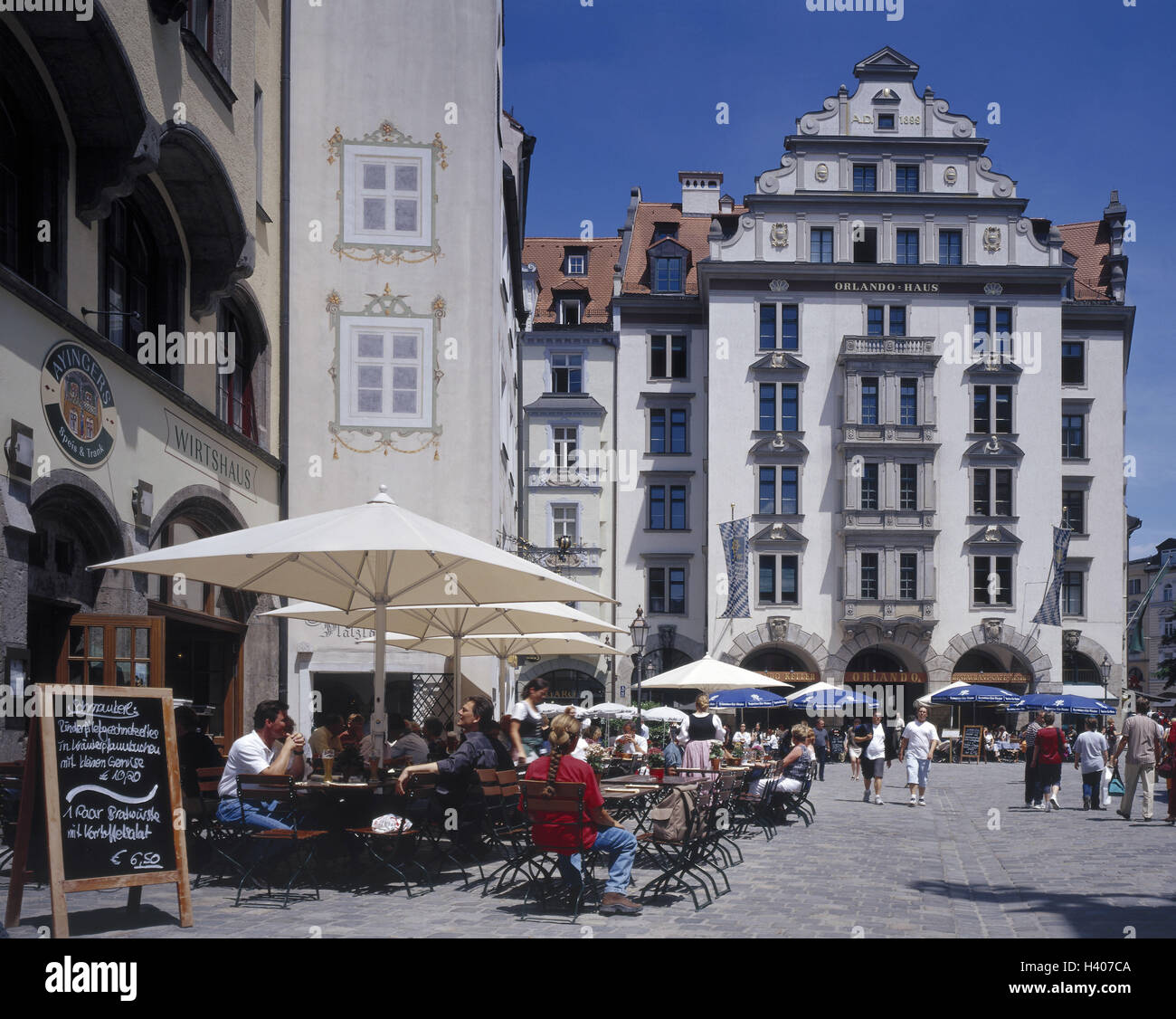 Allemagne Munich Platzl Orlandohaus Cafes Les Passants