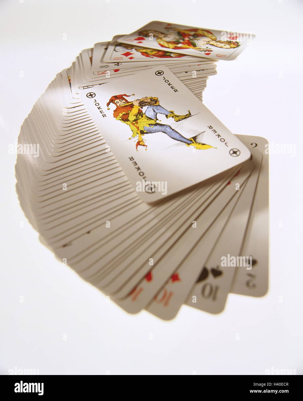 Cartes à jouer, à découvert, jokers jeu, jeu de carte, cartes, carte, fou, carte maîtresse, l'icône, la conception, l'avantage, Trump, positivement, avantageusement, utile, obligeamment, chance, hasard, chance, Rue des loisirs, hobby, profit, jeu hasard, nature morte, photo du produit Banque D'Images