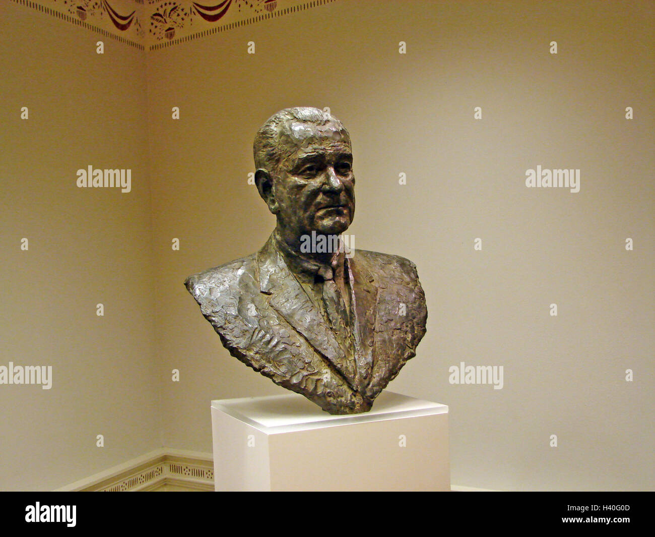Buste en bronze de Lyndon B. Johnson Banque D'Images
