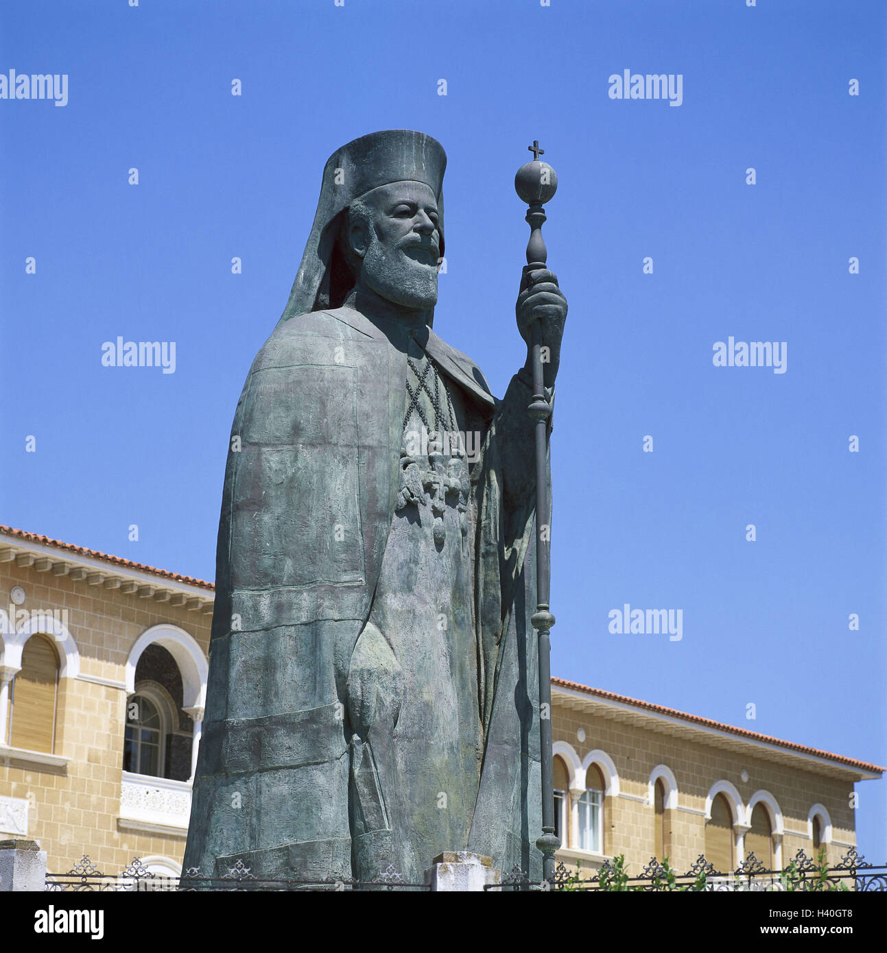 Chypre, Nicosie, en grec, de la vieille ville, monument de l'archevêque Makario III, l'archevêché, l'Europe, la mer Méditerranée, l'île méditerranéenne, island, île de l'état, Kypriaki Dimokratia, Kypros, de Chypre, de la Mésorée chypriote grecque, salon, Nicosie, Levko Banque D'Images