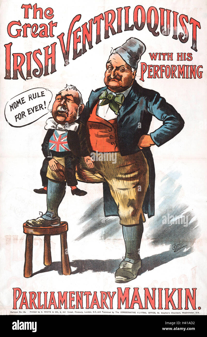 HENRY Campbell Bannerman (1836-1908), Premier Ministre britannique est dessinée comme une marionnette en écho à l'avis de John Redmond sur l'objet d'Irish Home Rule dans un poster sur 1908 Banque D'Images