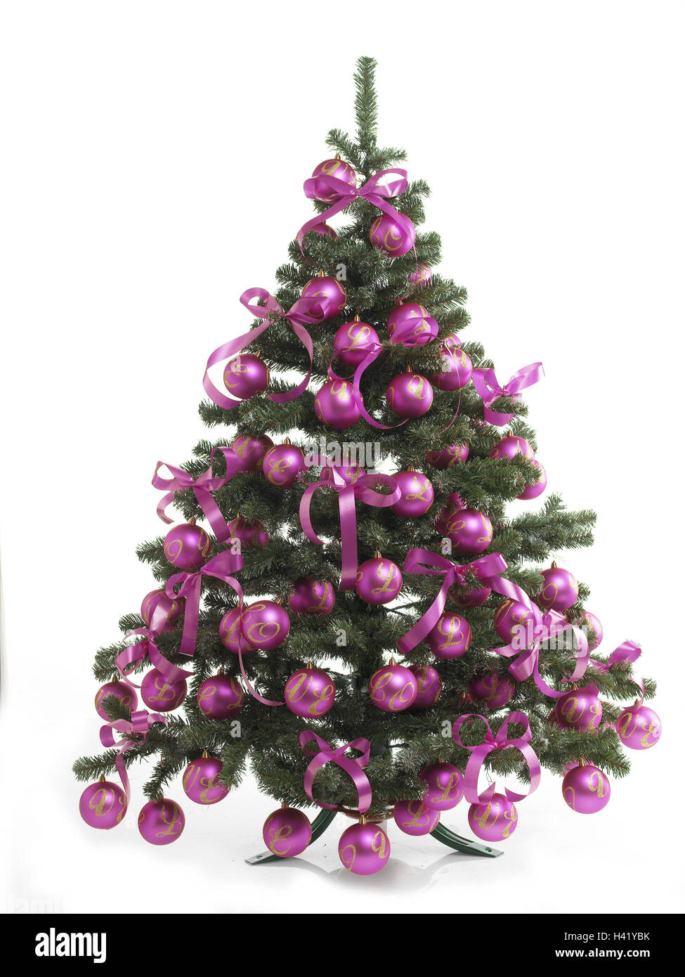 Arbre de Noël, still life, Noël, Noël, arbre, décoré, arbre de Noël, arbre à bijoux, cordons, boucles, décoration, nature, rose, rose, arbre de Noël, pour Noël, ornamentally, yule marée, x-mas, studio, cut out Banque D'Images