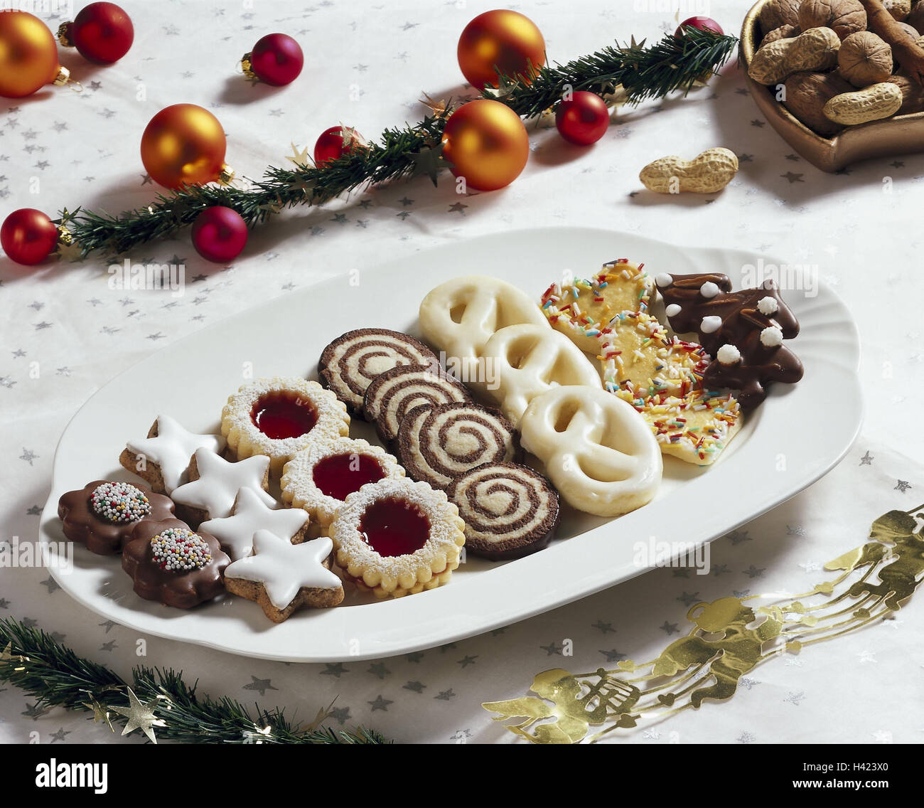 Noël, tableau, décore, plaque, d'épice, biscuit yule marée, gâteaux,  biscuits, biscuits de Noël, chaussures, gâteaux et pâtisseries, petit  gâteau, trie, d'une manière différente, Noël Baker's, Deko, décoration de  Noël, pour Noël, still