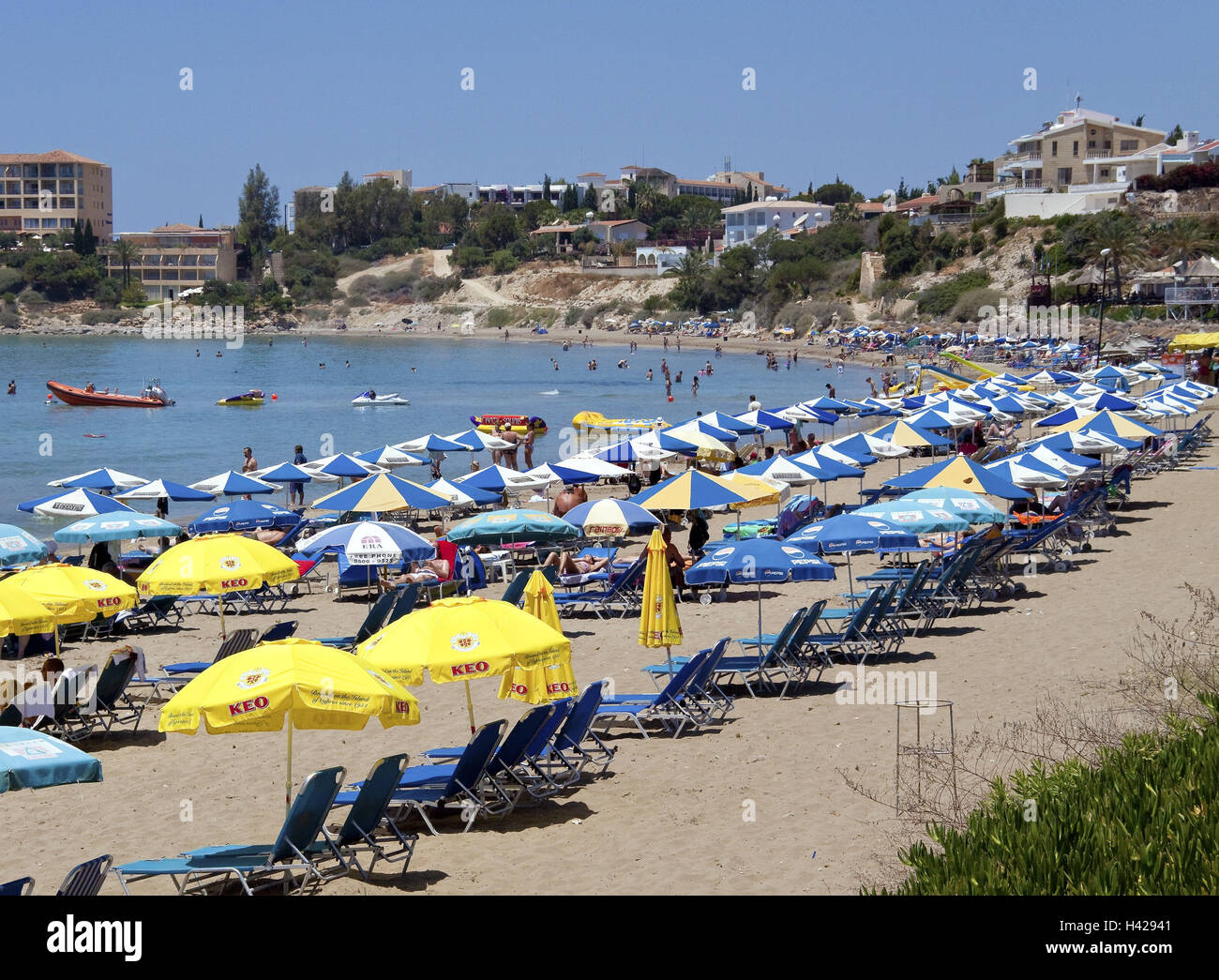 Chypre, en grec, de la côte ouest, la plage de Coral Bay, Banque D'Images