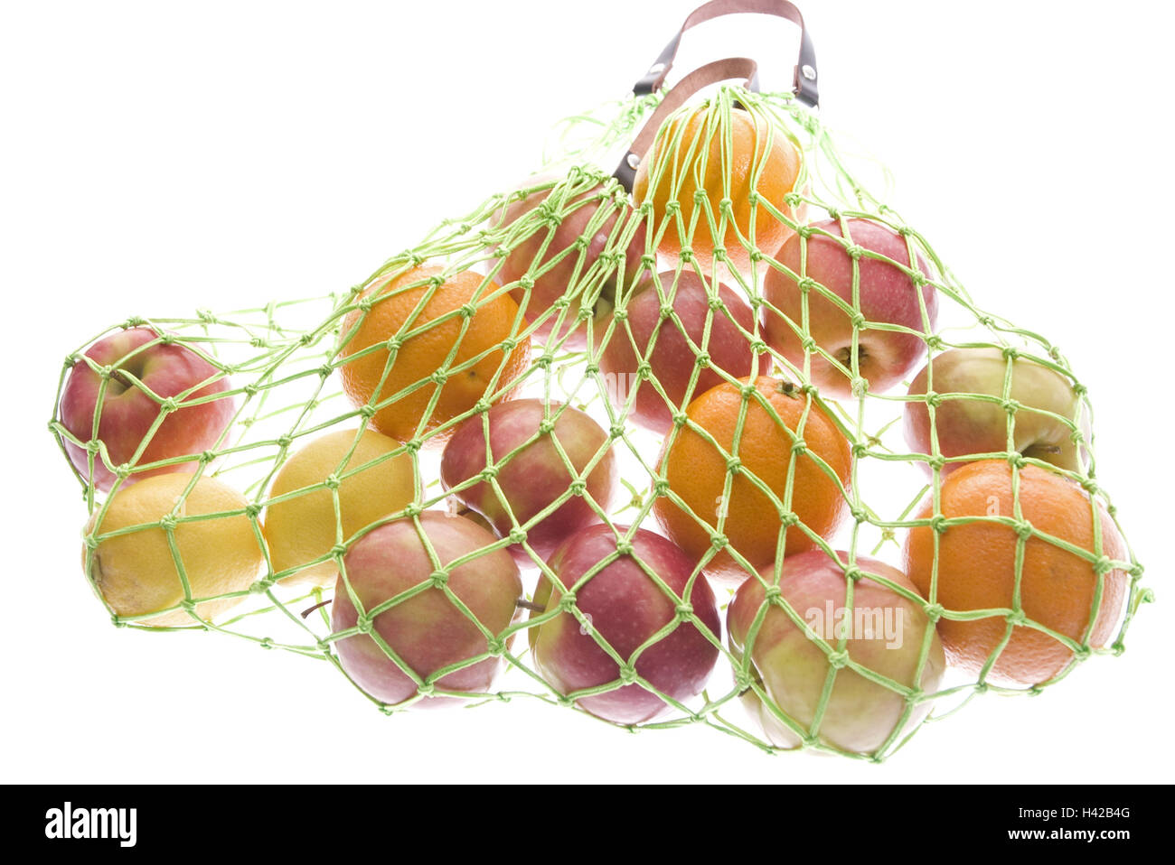 Sac de chaîne, pommes, oranges, citrons, Banque D'Images