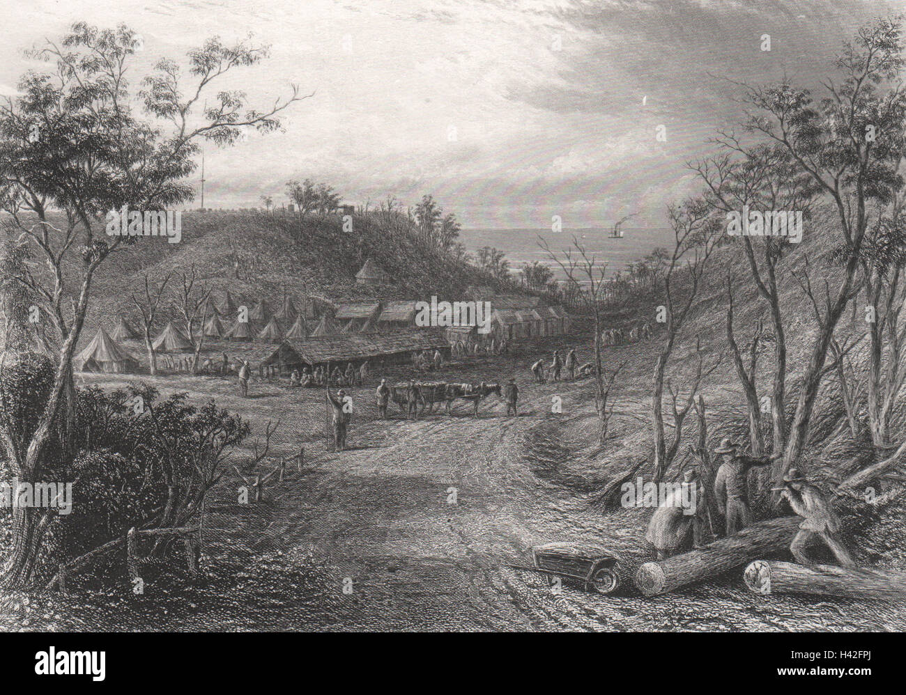 "Port Darwin, Territoire du Nord' par Edwin Booth Carton/J. CARR. L'Australie c1874 Banque D'Images