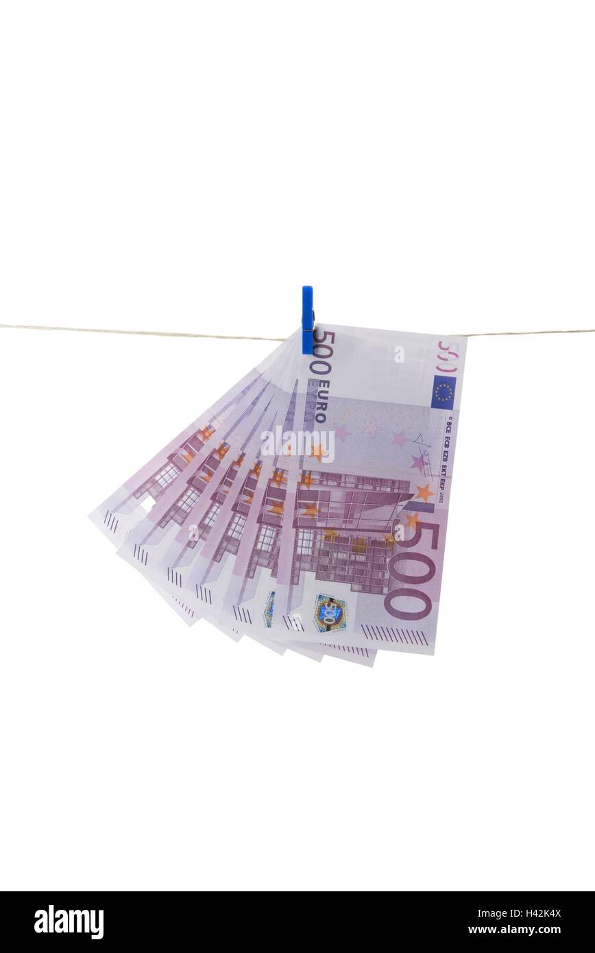 Argent, billets de banque, corde à linge, Banque D'Images