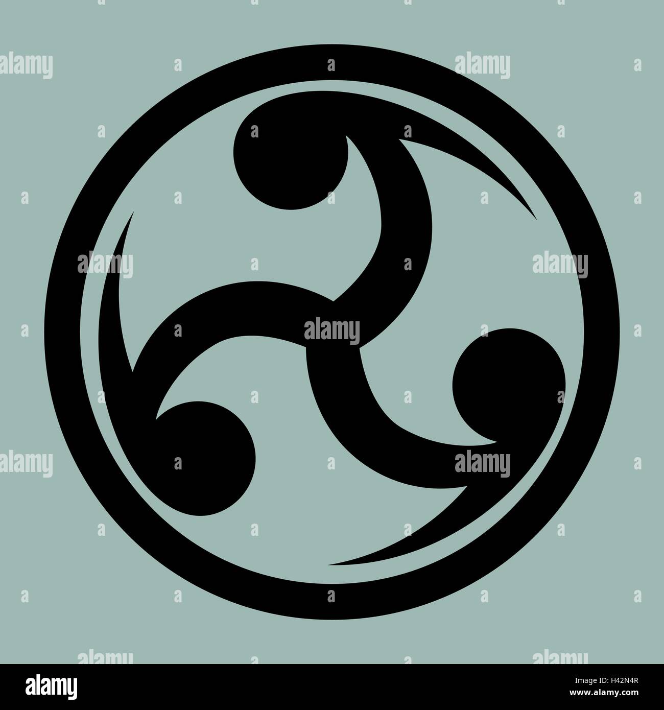 Mitsu Tomoe - symbole japonais qu'une représentation visuelle du cycle de vie. Symbole de la création de logo, modèle de tatouage. Illustration de Vecteur