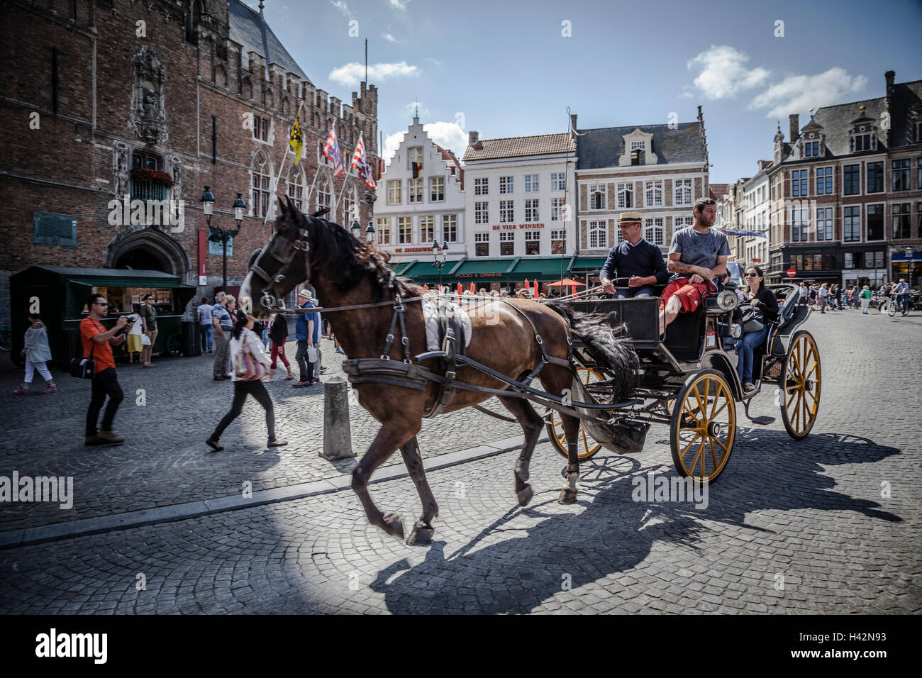 Des calèches à Bruges, Belgique Banque D'Images