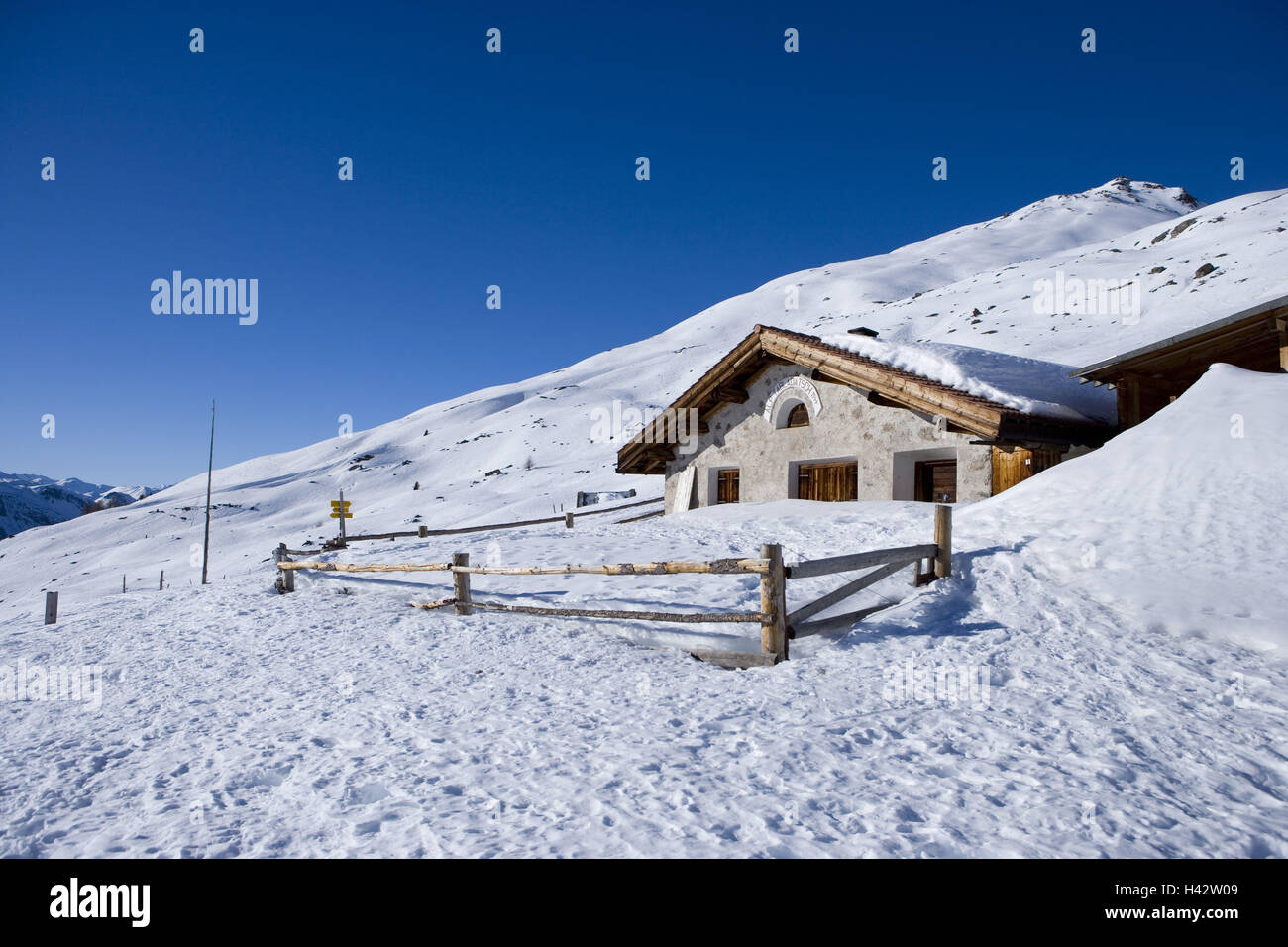 La Suisse, Grisons, 'Val Müstair paroisse', 'Lire', 'Alp Tabladatsch', l'hiver, Banque D'Images
