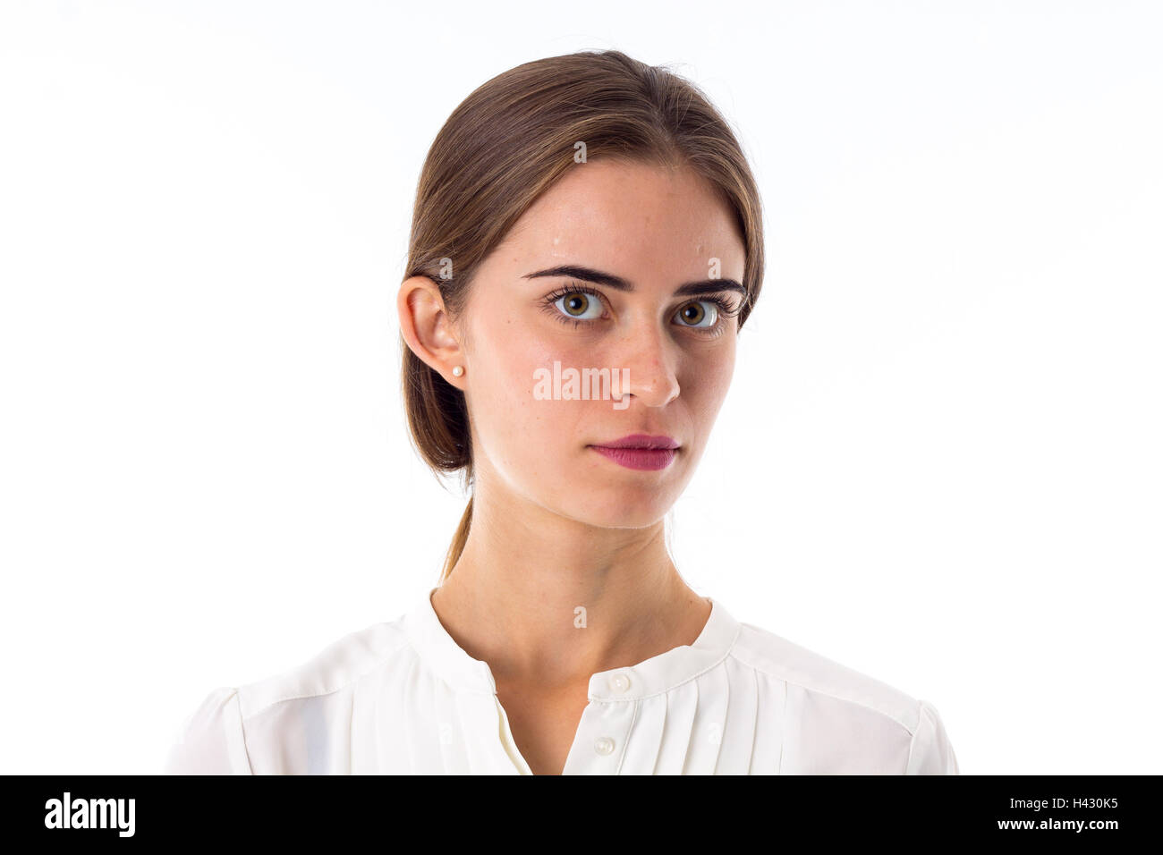 Jeune femme en blouse Banque D'Images