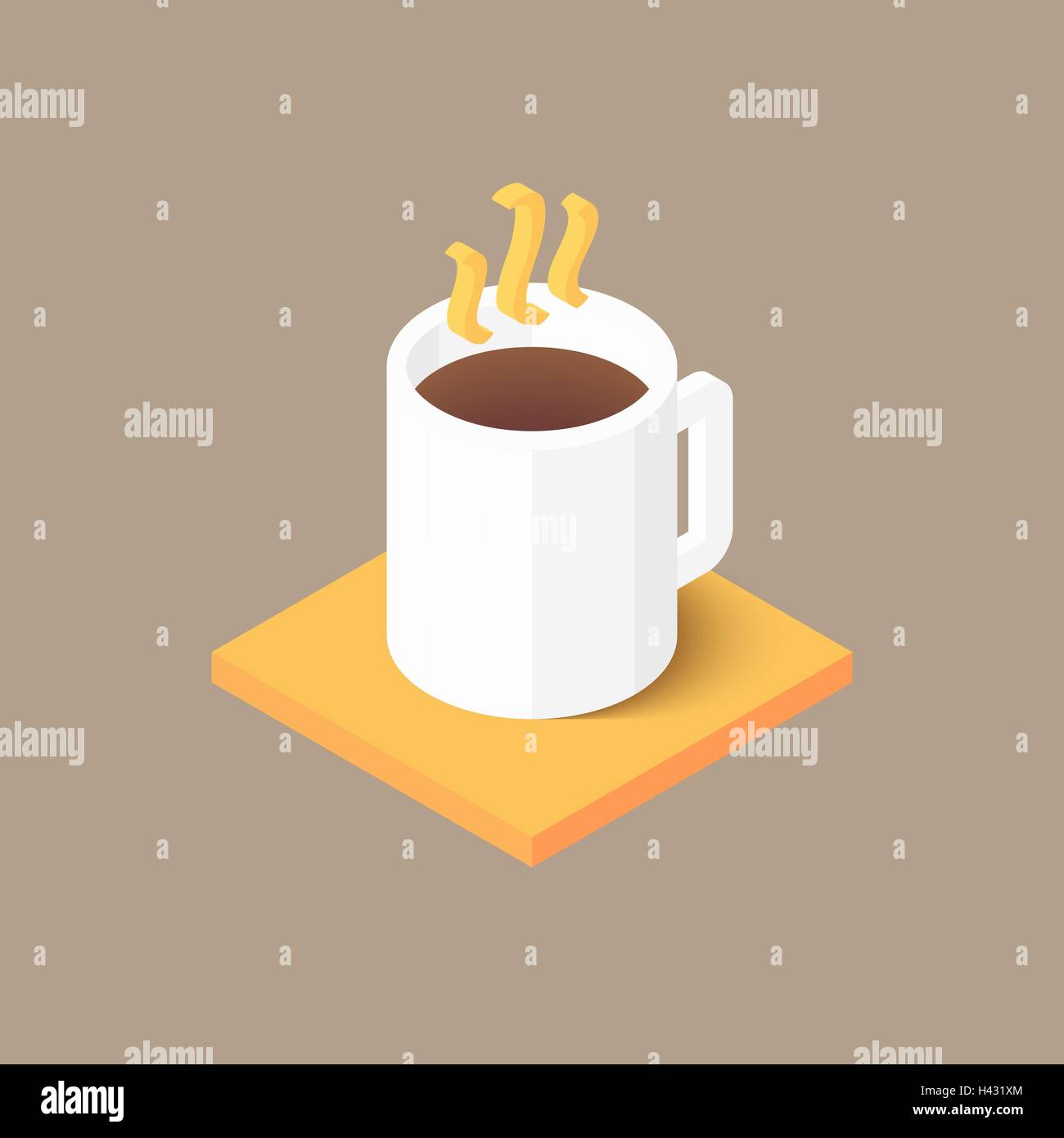Café chaud dans l'icône de tasse blanche Illustration de Vecteur