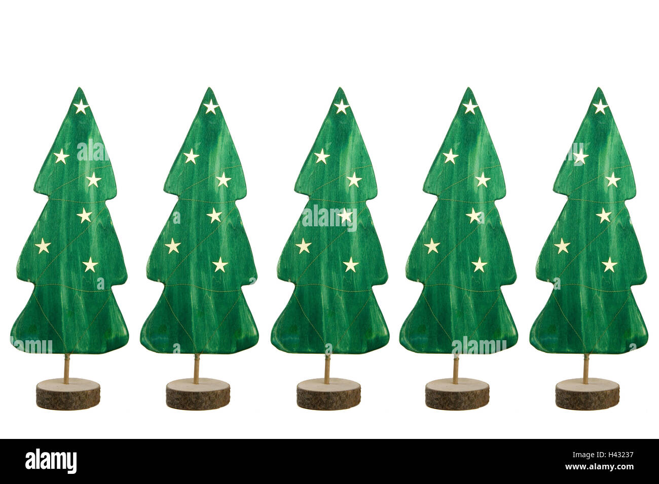 Arbres de Noël en bois, ajouré, fond blanc, Banque D'Images