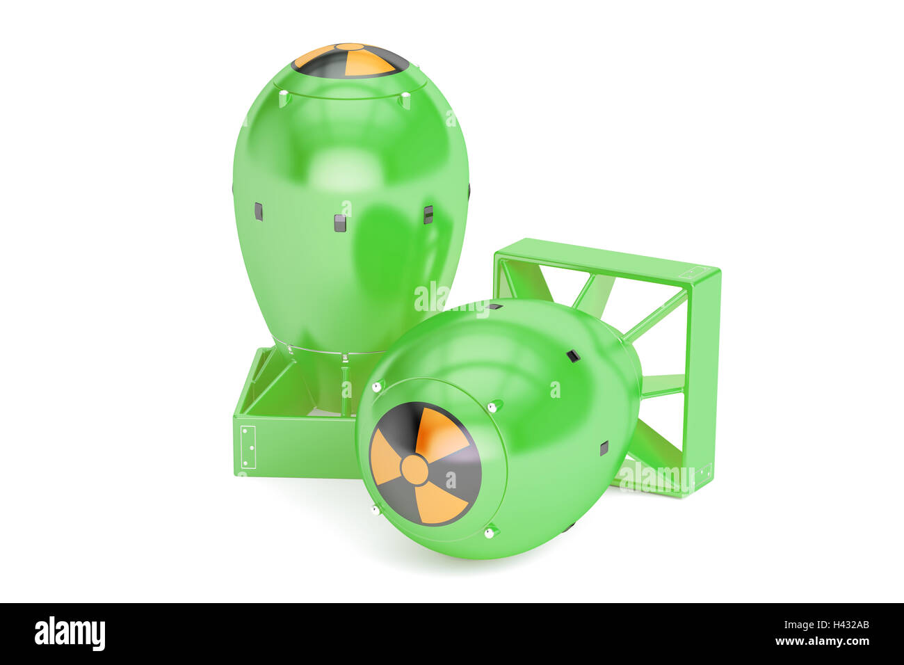 Les bombes atomiques, rendu 3D isolé sur fond blanc Banque D'Images