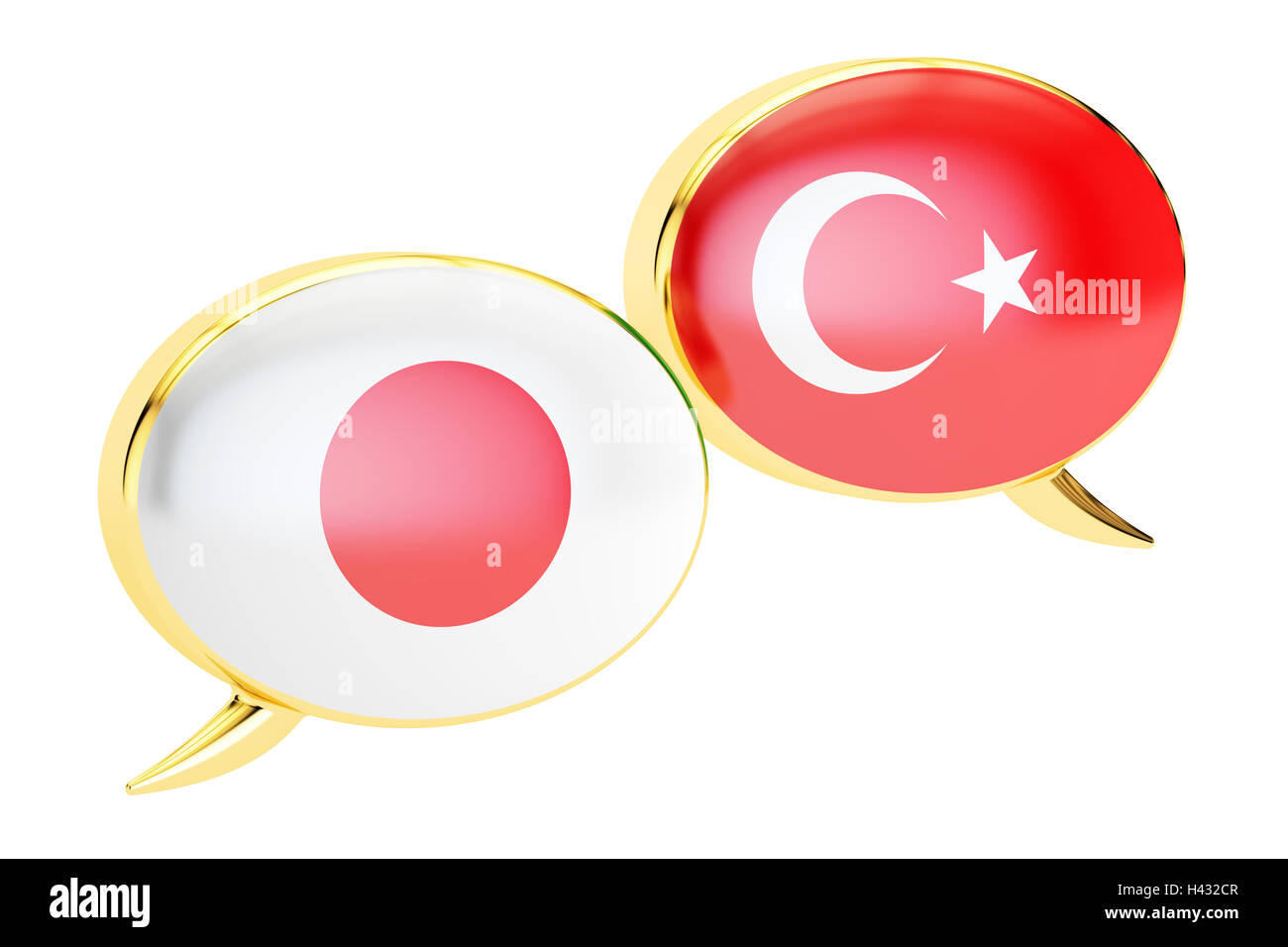Les bulles, Japanese-Turkish concept de traduction. Le rendu 3D isolé sur fond blanc Banque D'Images