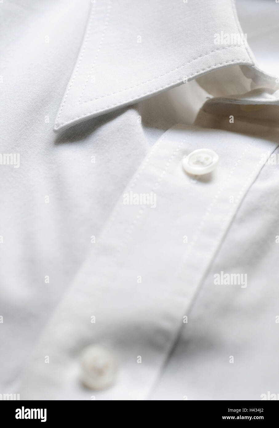 Shirt, blanc, boutons, vêtements, vêtement, col chemise, col, repassé, substantiellement, proprement, affaires, barre de boutons, en étroite collaboration, Banque D'Images