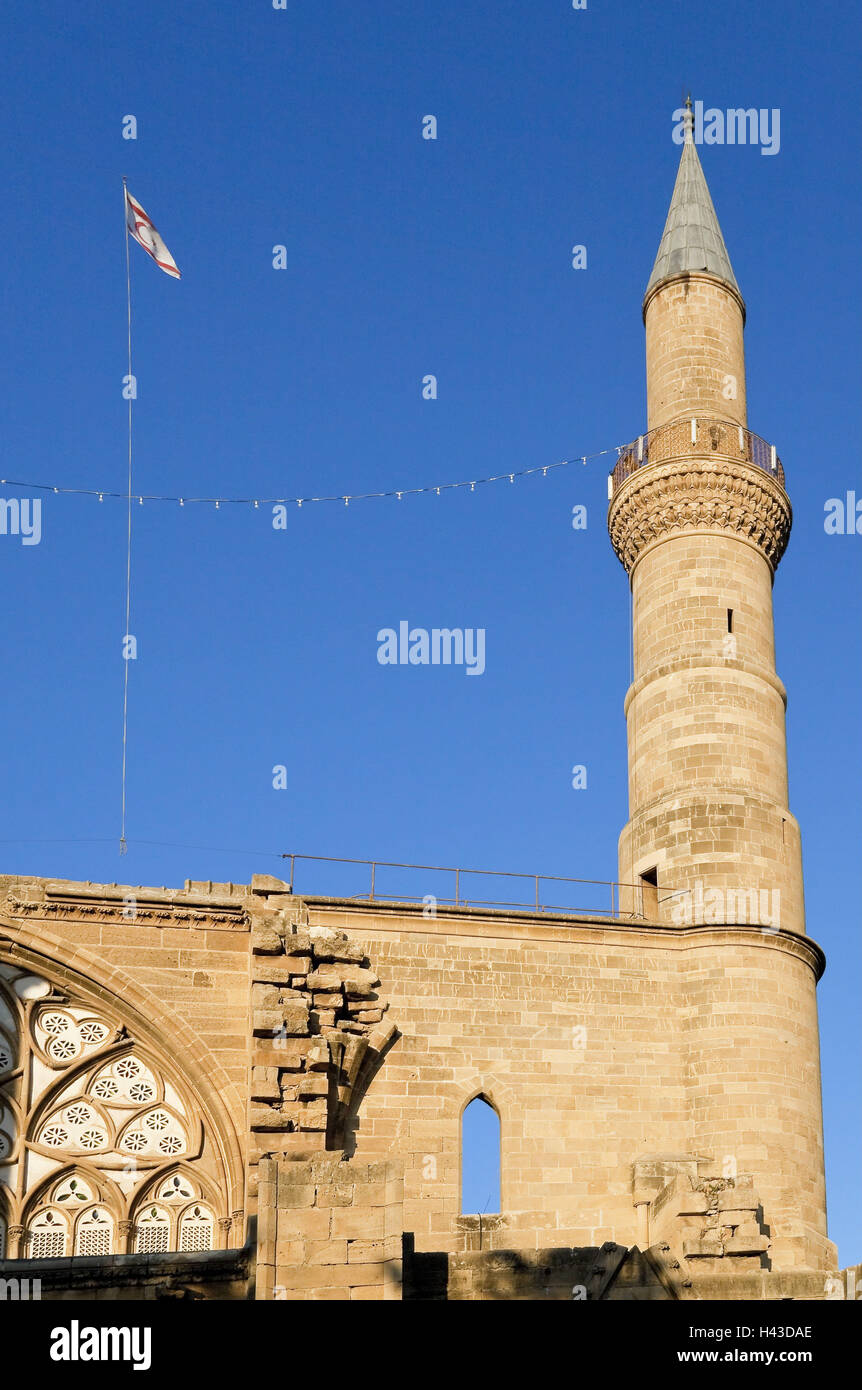 Lofkosa Sophienkathedrale, Chypre, Selimiye Camii, mosquée, minaret, Banque D'Images