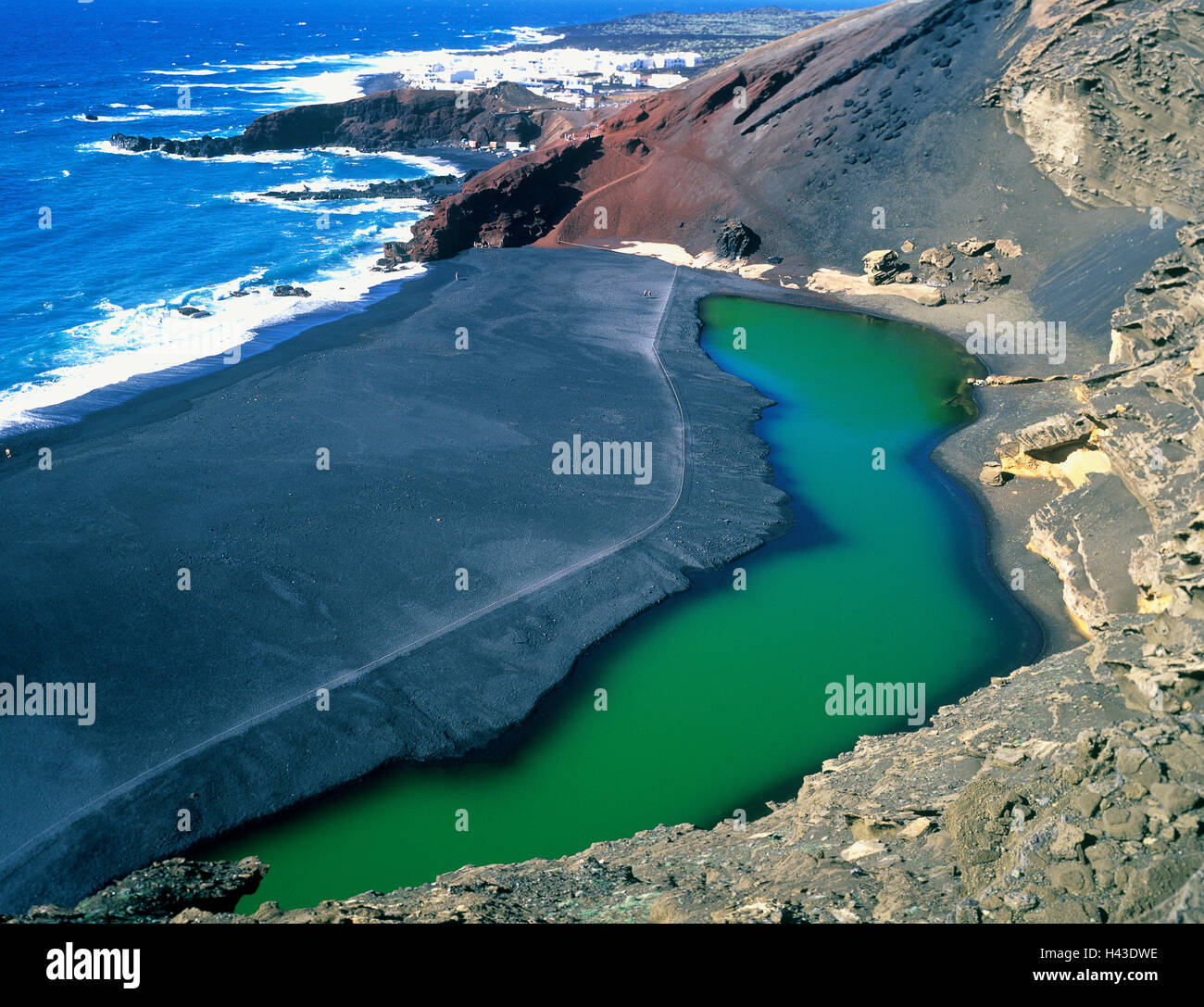 Plage volcanique, le parc national de Timanfaya, Lanzarote, îles canaries, espagne Banque D'Images
