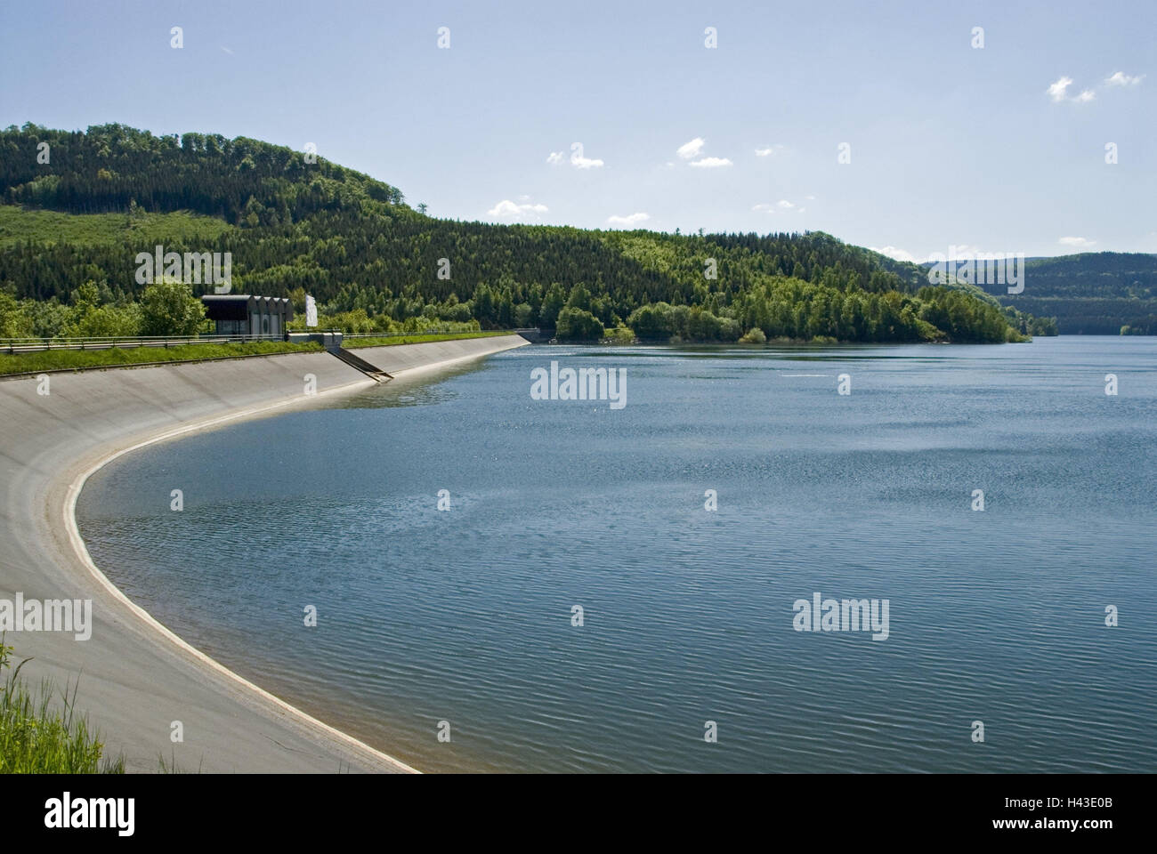 Allemagne, Basse-Saxe, Schleswig-Holstein, barrage du grain, muraille, de l'eau, de la gestion de l'eau, l'approvisionnement en eau potable, barrage, réservoir d'eau, l'eau, paysage, point d'intérêt, Banque D'Images