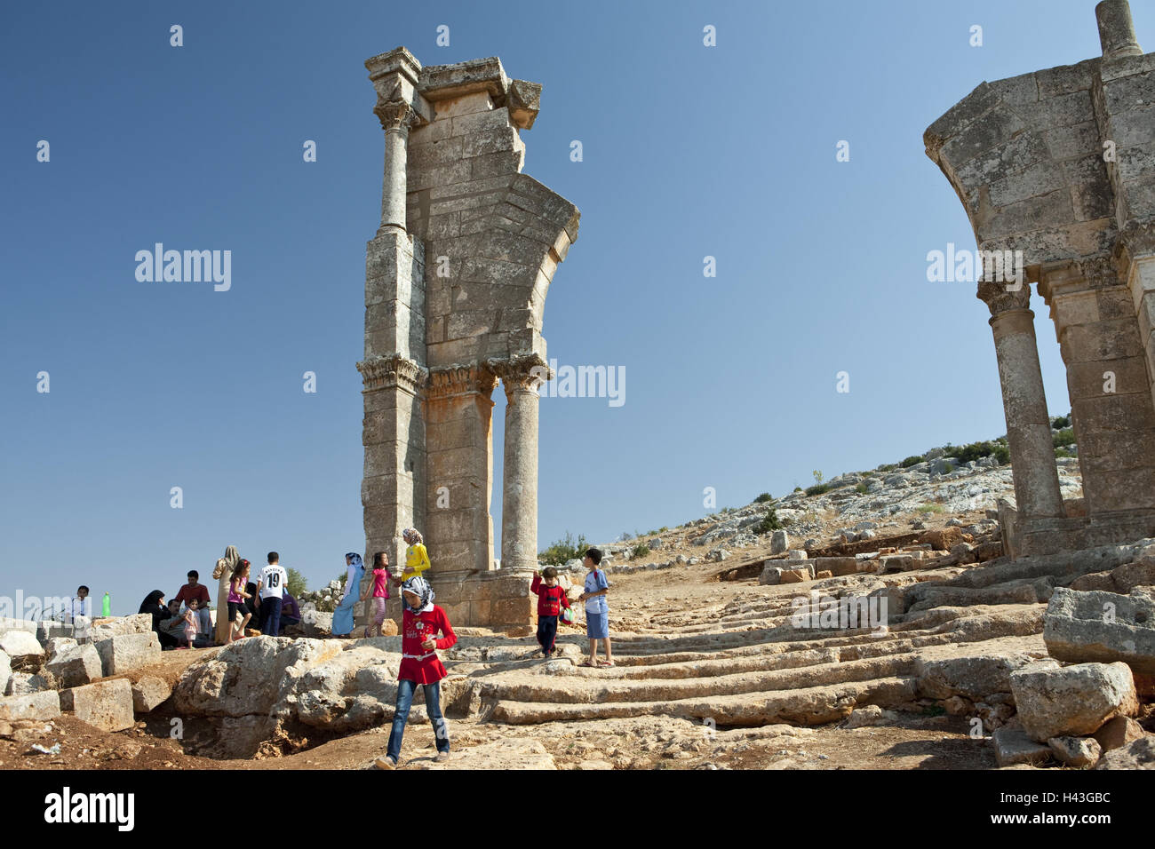 La Syrie, Qalaat Siman, ruine, site, tourisme Banque D'Images