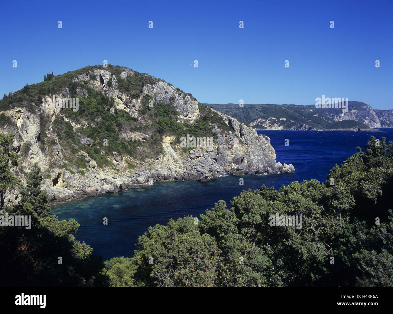Grèce, îles Ioniennes, île de Corfou, paysages côtiers, de la mer, Banque D'Images