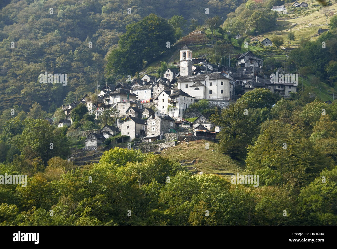 Suisse, Tessin, vallée de Verzasca, Corippo, église. Maria del coach mine', Banque D'Images